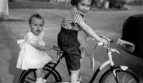 Joan and Kathleen on bike