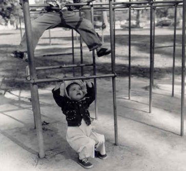 Joan on jungle gym