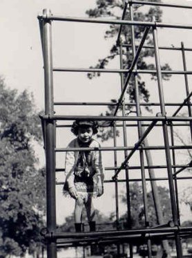 Kathleen on jungle gym