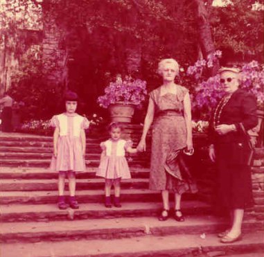 Family on the steps