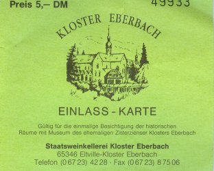 ticket to Kloster Eberbach