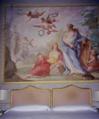 fresco on hotel room wall