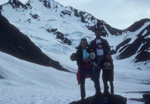 family at Portage Glacier