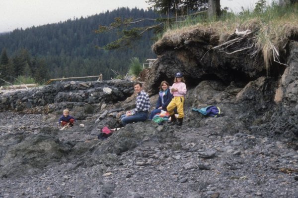 family on the beach