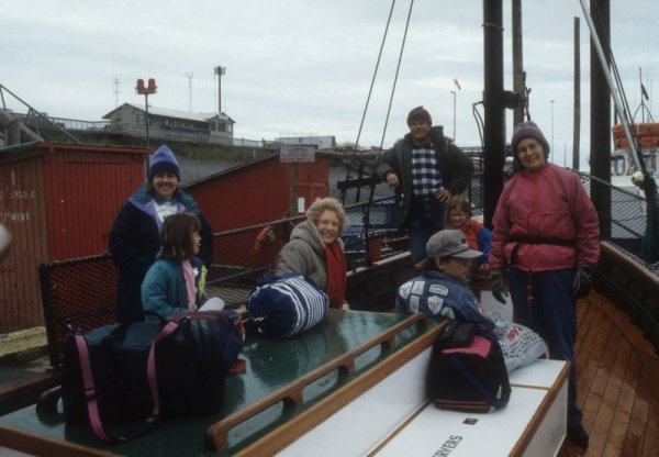 family on the boat