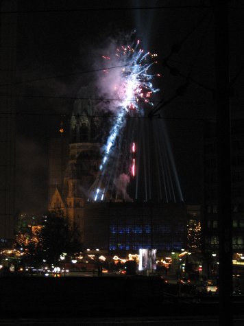 fireworks at Kaiser Wilhelm Kirche