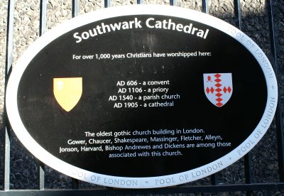 Southwark Cathedral information sign
