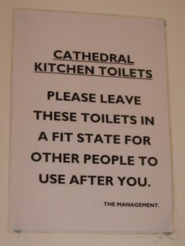 sign in Cathedral Kitchen loo