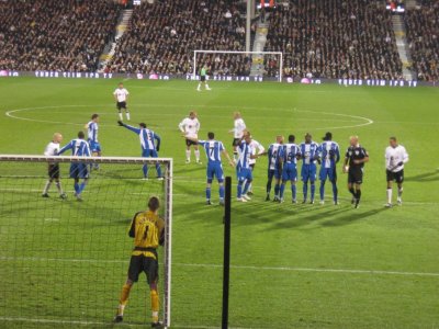 Fulham lining up free kick