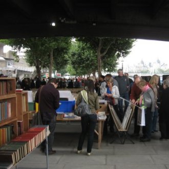 book sale under Southwark Bridge
