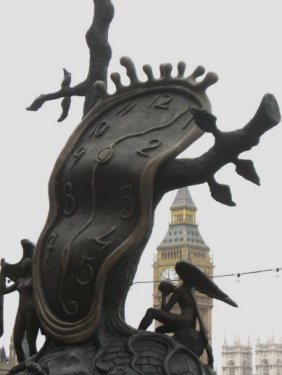 Dali sculpture & Big Ben tower