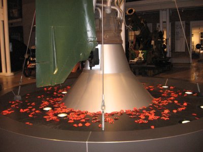 bottom of V2 rocket with poppies