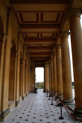 columns along front of castle