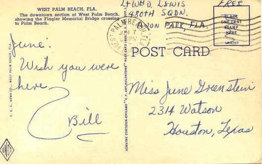 note on Palm Springs postcard