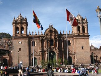 Cathedral with flags