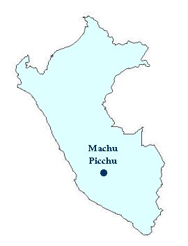 Map of Peru showing Machu Picchu