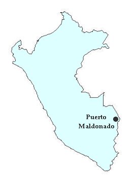 Map of Peru showing Puerto Maldonado
